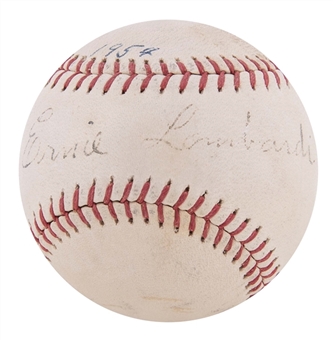 Ernie Lombardi Signed & Inscribed Baseball (PSA/DNA)